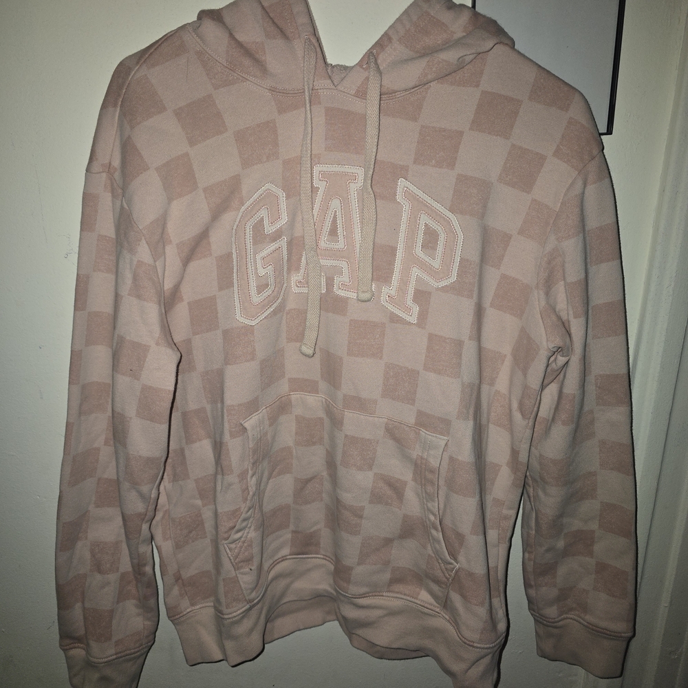 GAP Light Pink Checkered Hoodie